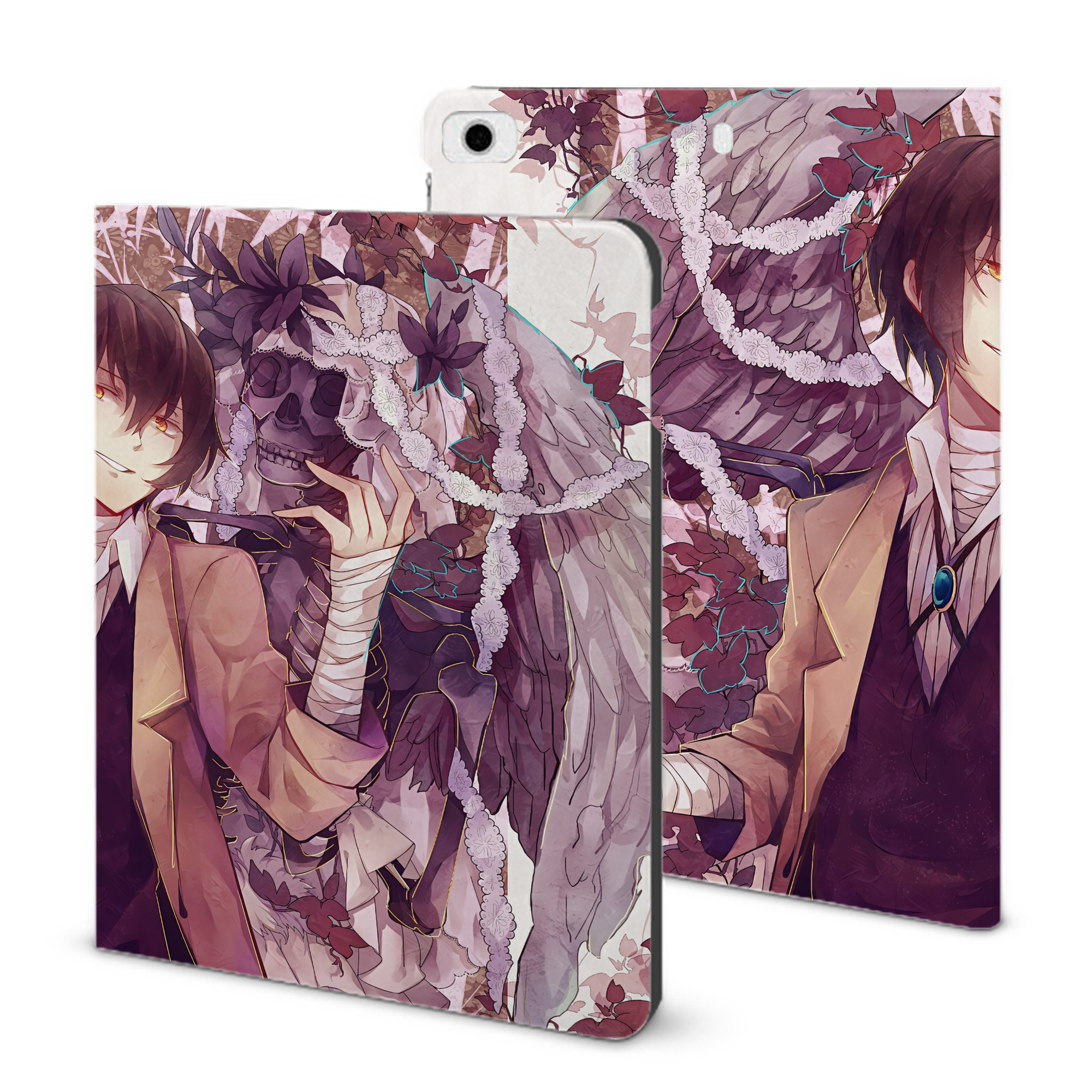 （画像用） 文豪ストレイドッグス Bungo Stray Dogs IPad ケース ブック型 PUレザー TPU 耐衝撃 軽量 薄型 ペン収納なし 全面保護 IPad 各モデル対応